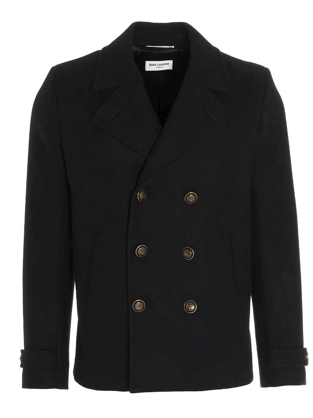 Saint Laurent Double-Breasted Long-Sleeved Peacoat