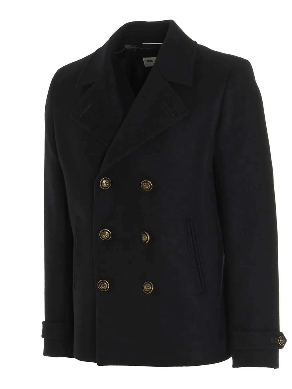 Saint Laurent Double-Breasted Long-Sleeved Peacoat