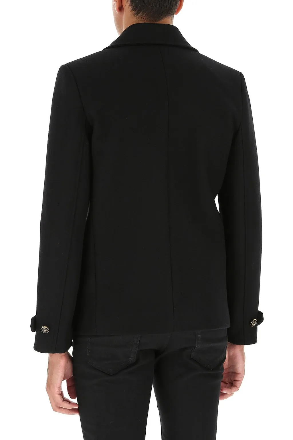 Saint Laurent Double-Breasted Long-Sleeved Peacoat