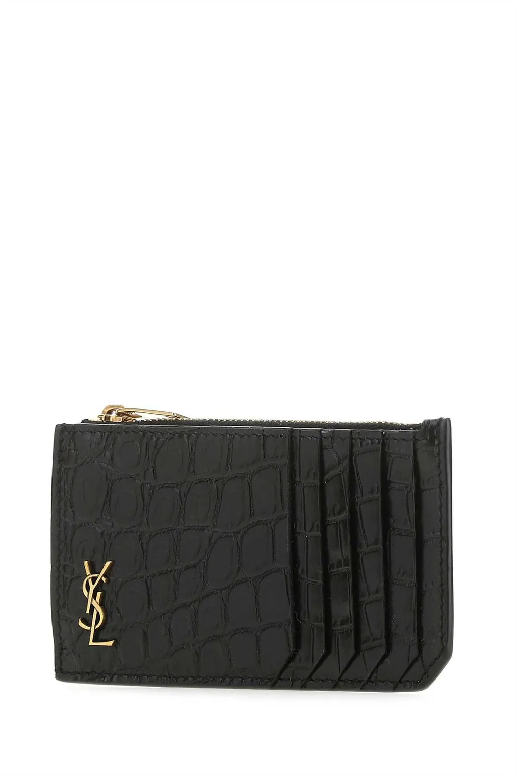 Saint Laurent Tiny Monogram Fragments Zip Card Holder