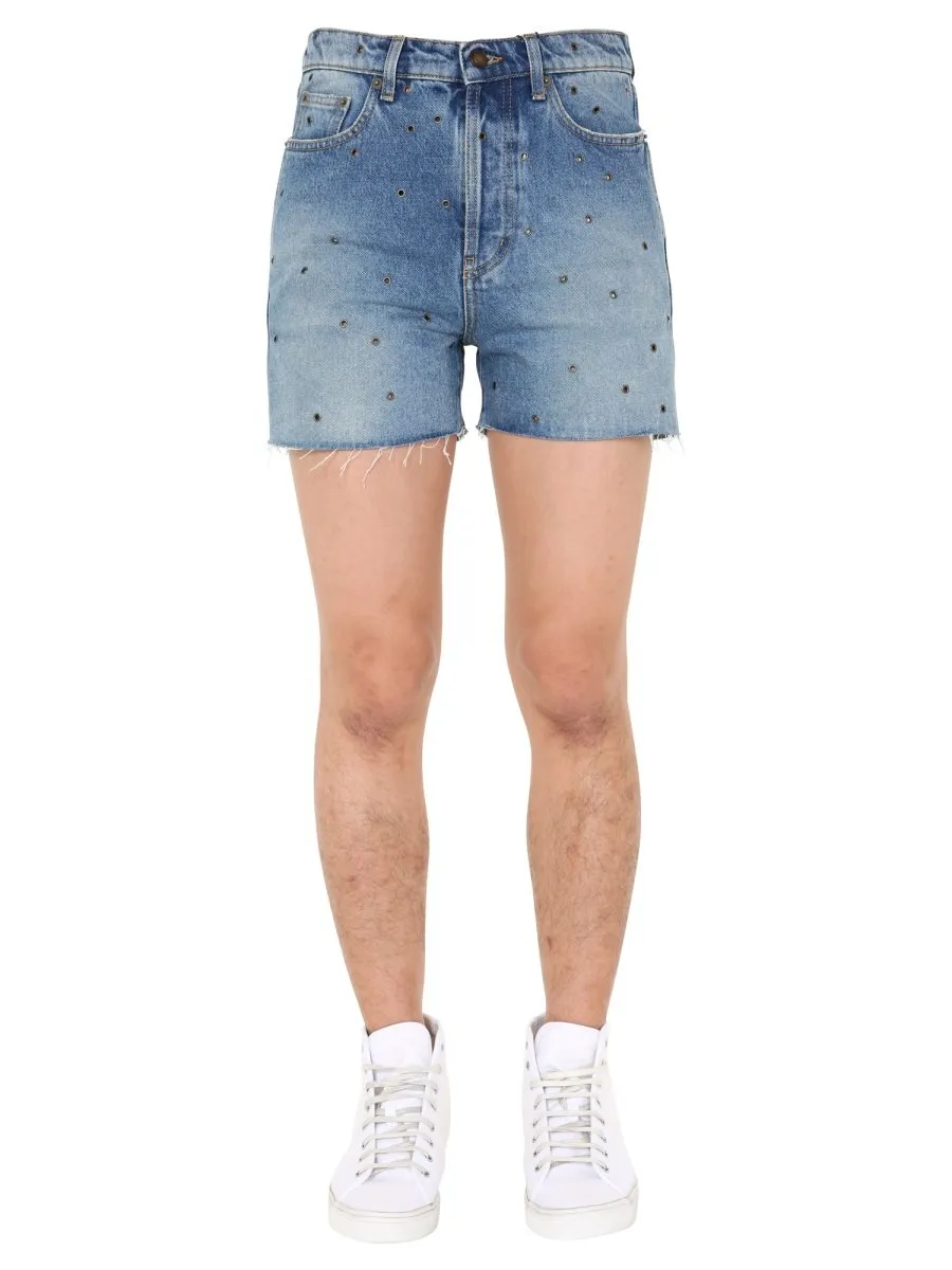 Saint Laurent Studded Denim Shorts