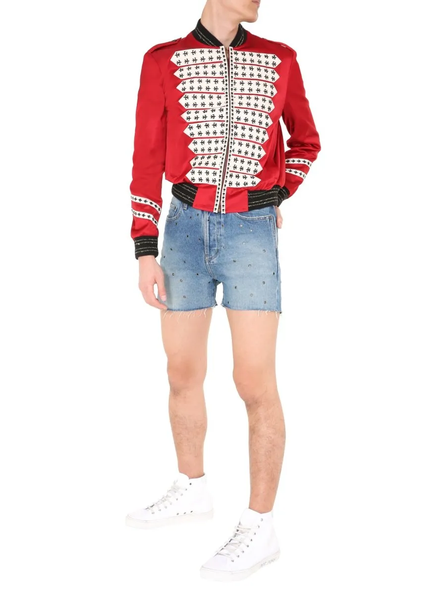 Saint Laurent Studded Denim Shorts