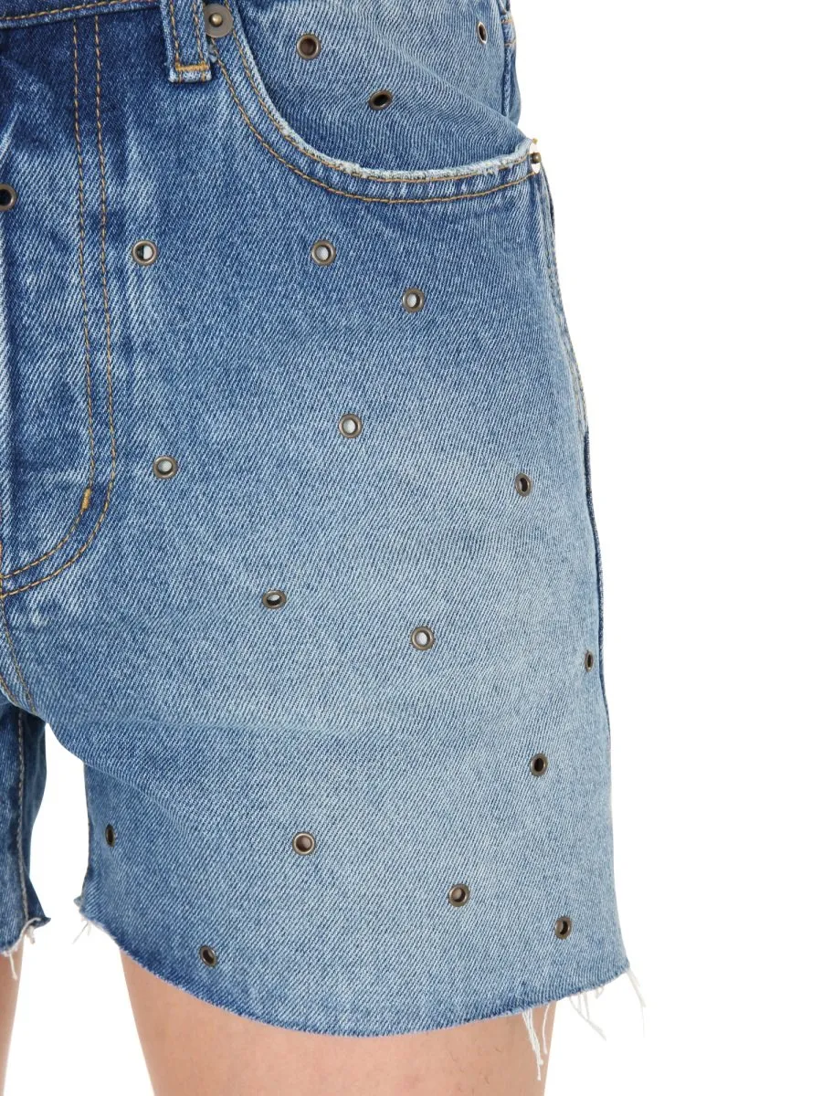 Saint Laurent Studded Denim Shorts