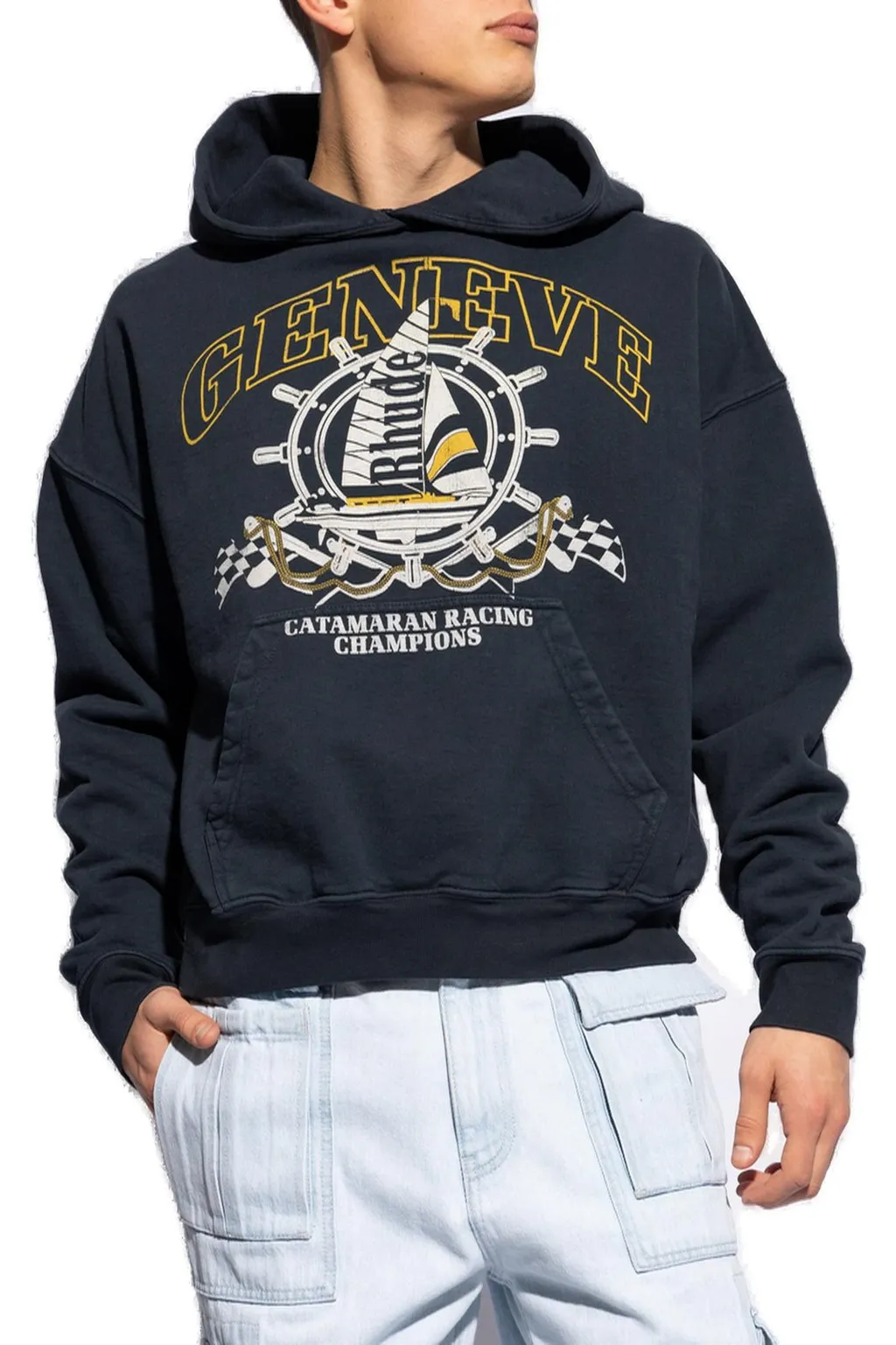 Rhude Drop Shoulder Nautical Printed Hoodie