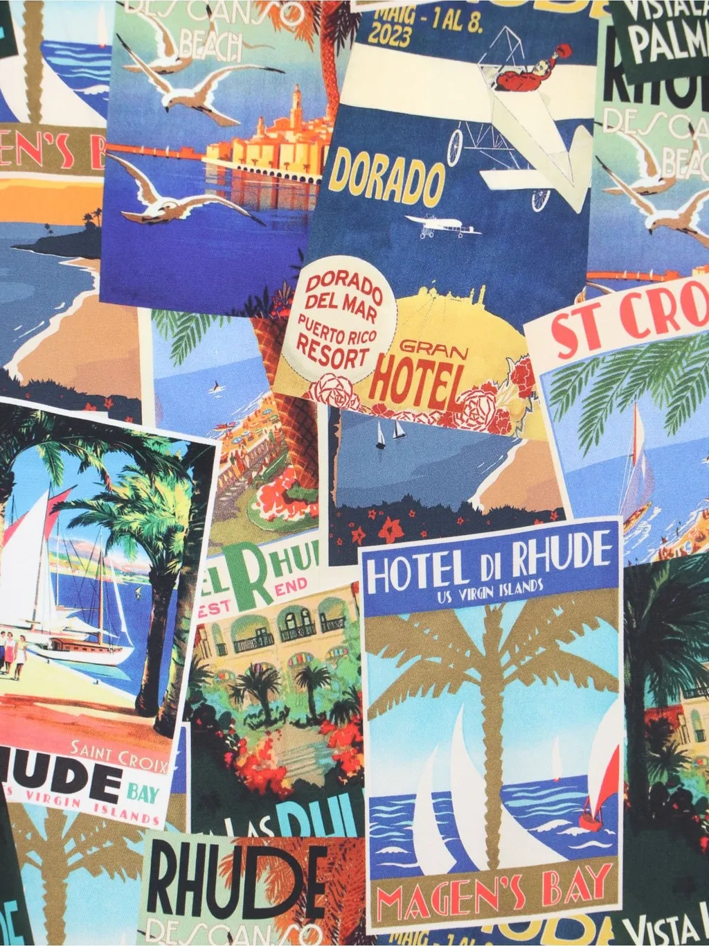Rhude Postcard Print Short Sleeve Shirt