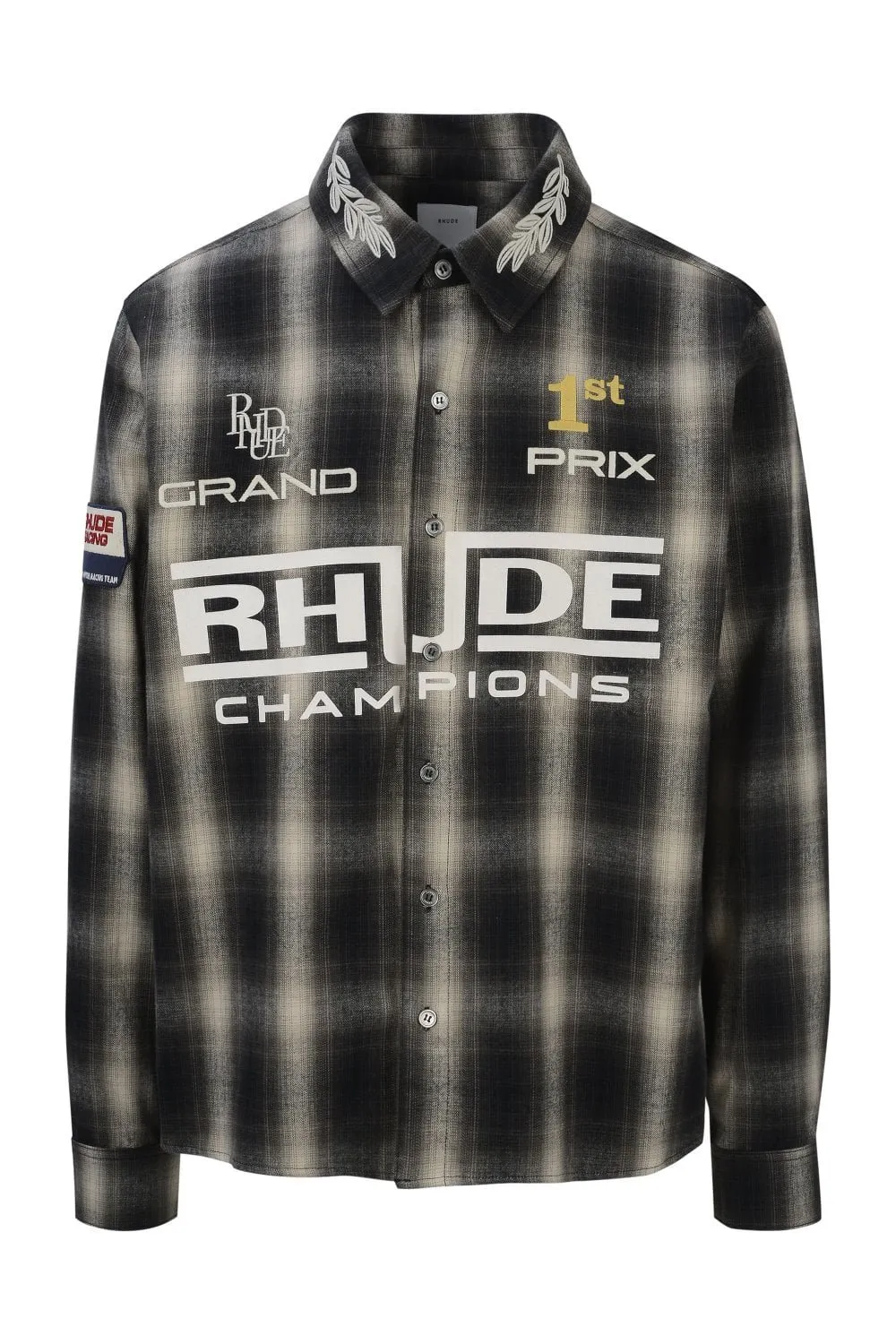 Rhude Racing Logo Printed Checked Shirt