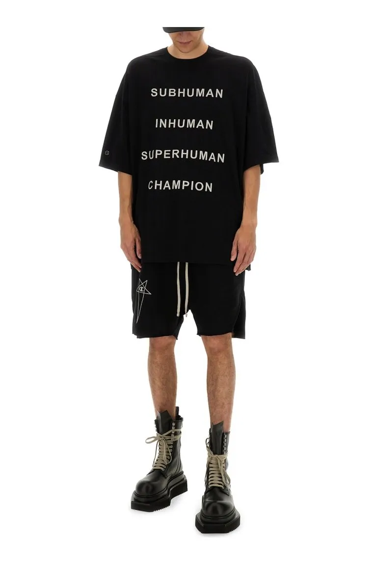 Rick Owens X Champion Text Printed Crewneck T-Shirt