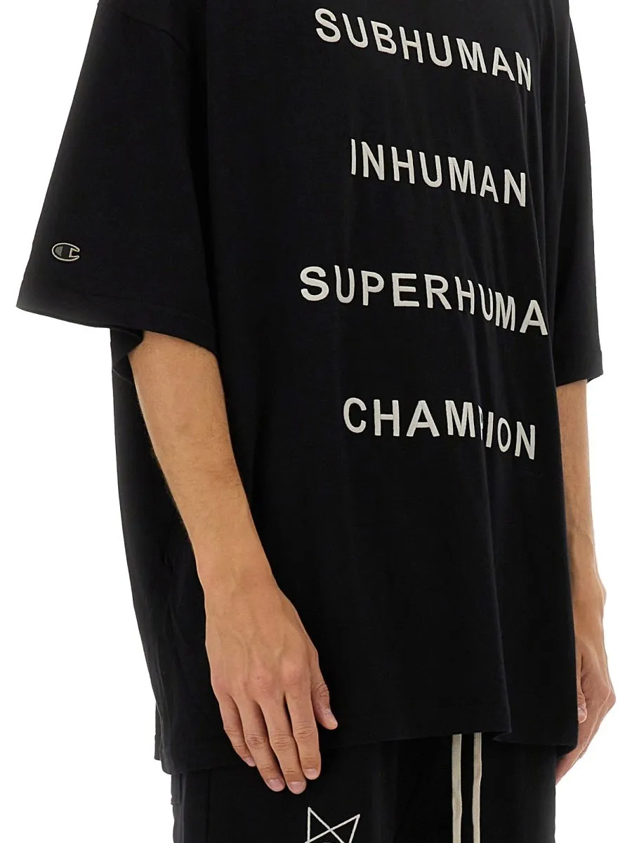 Rick Owens X Champion Text Printed Crewneck T-Shirt