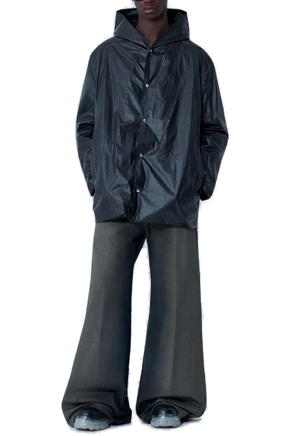 Rick Owens Long Sleeved Hooded Buttoned Jacket