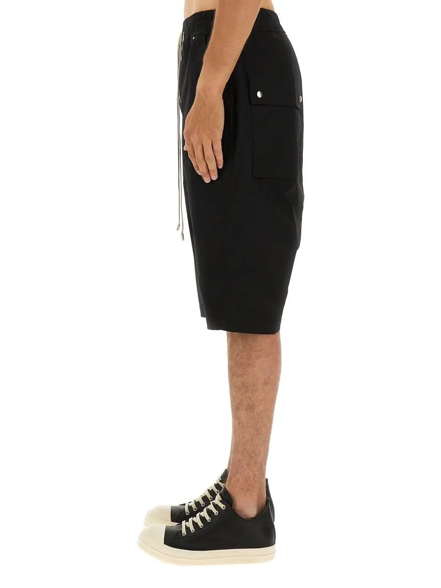 Rick Owens Drawstring Button Detail Shorts