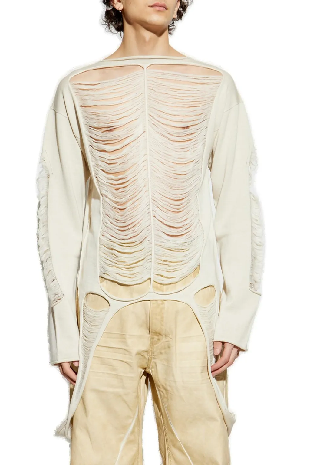 Rick Owens Long Sleeved Distressed Knitted Top