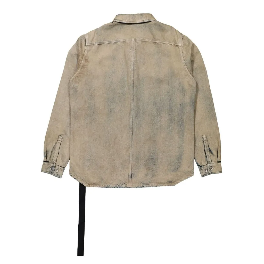 Rick Owens Drkshdw Long Sleeved Stonewashed Denim Shirt