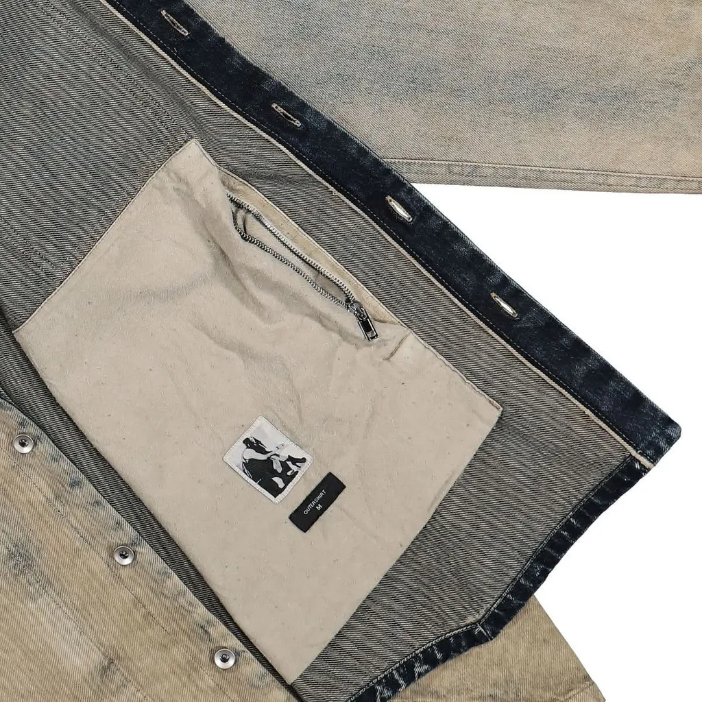Rick Owens Drkshdw Long Sleeved Stonewashed Denim Shirt