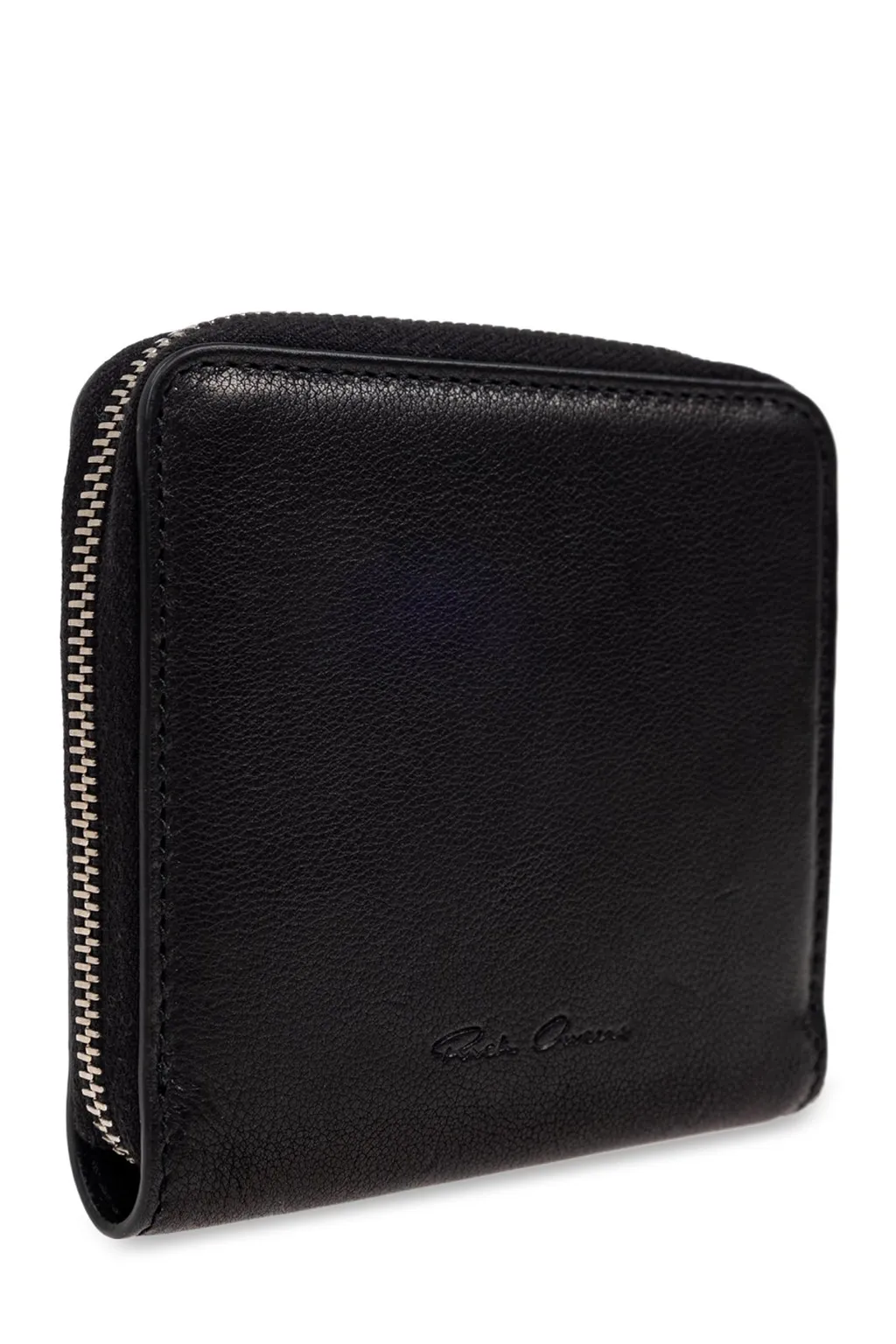 Rick Owens Logo Embossed Zip Around Wallet