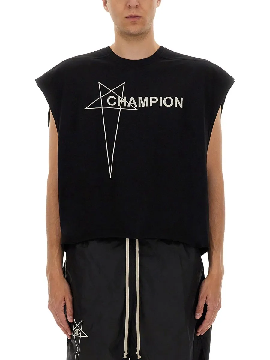 Rick Owens X Champion Logo Detailed T-Shirt