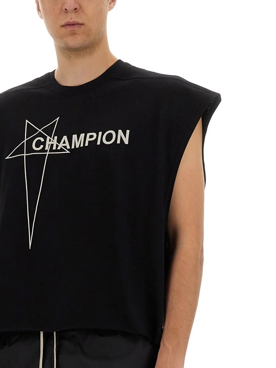 Rick Owens X Champion Logo Detailed T-Shirt