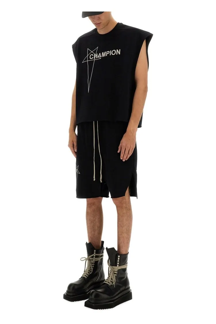 Rick Owens X Champion Logo Embroidered Cropped T-Shirt