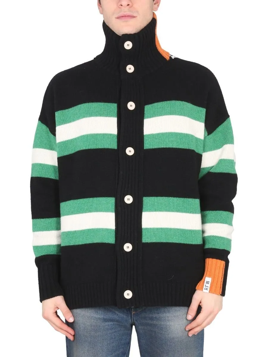 Right For Striped Turtleneck Cardigan