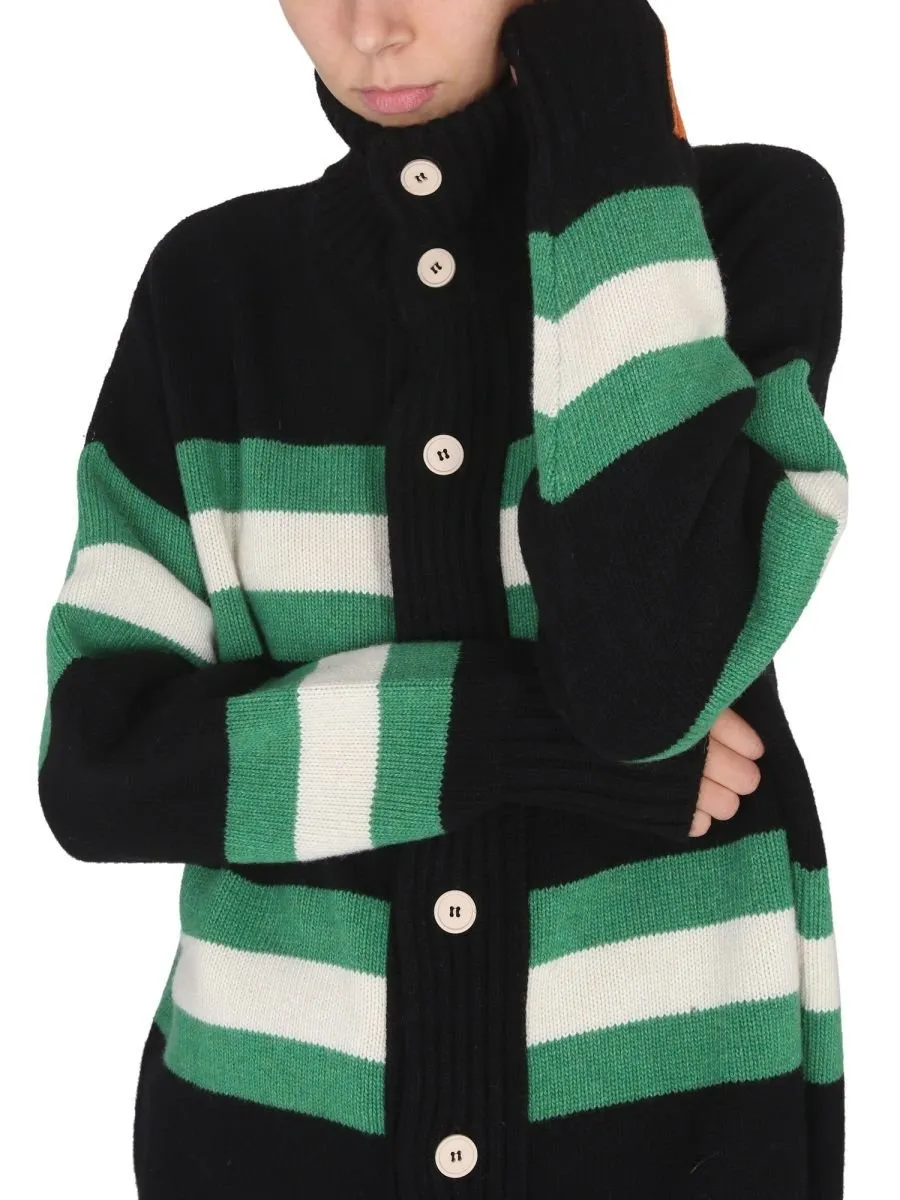 Right For Striped Turtleneck Cardigan