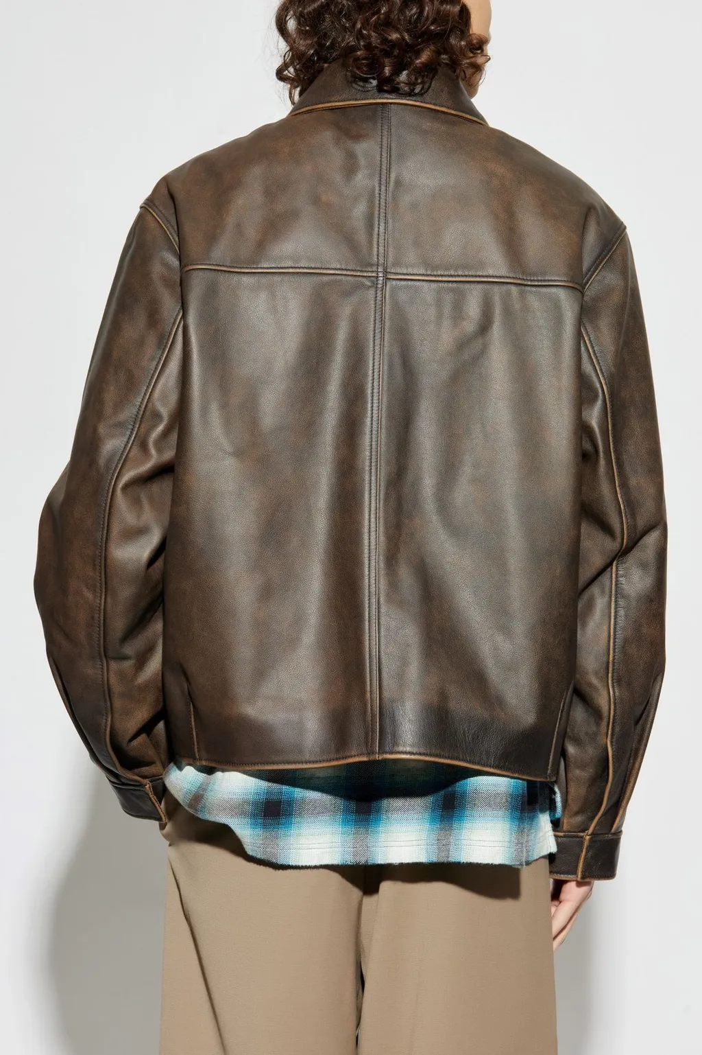 Represent Vintage-Effect Leather Jacket