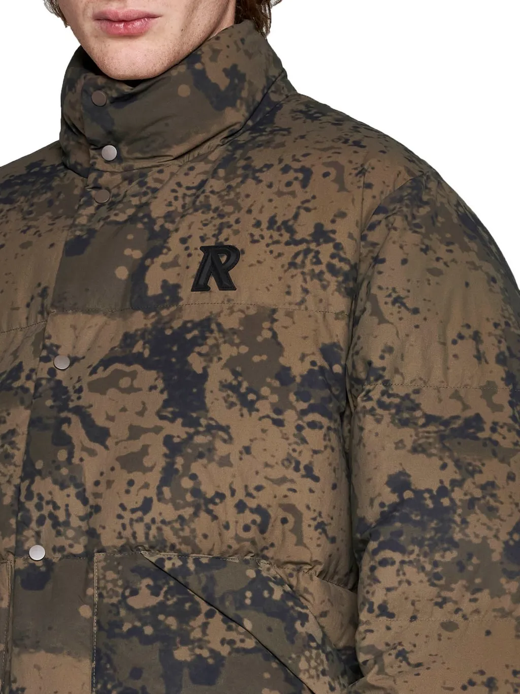 Represent Camouflage Printed High-Neck Puffer Jacket