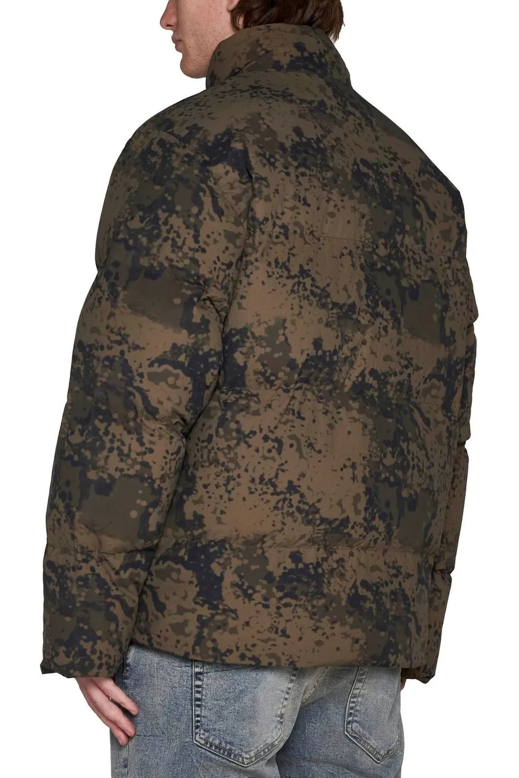 Represent Camouflage Printed High-Neck Puffer Jacket
