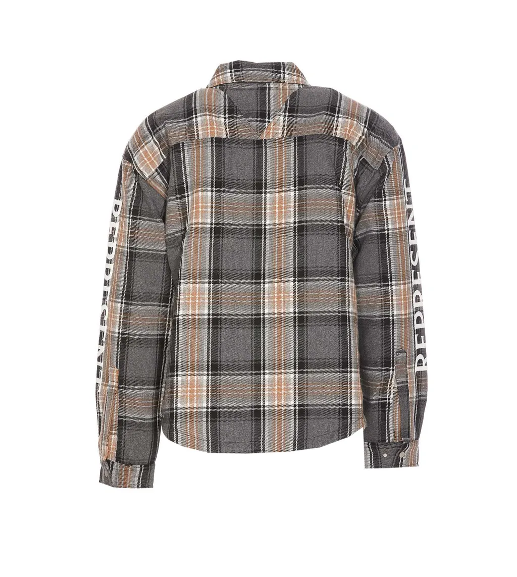 Represent Logo Printed Checked Shirt