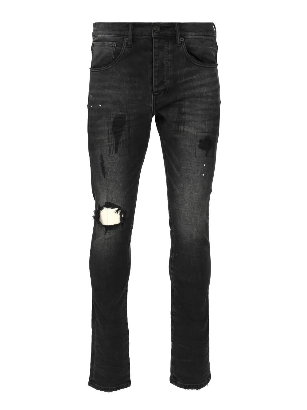 Purple Distressed Slim Fit Jeans