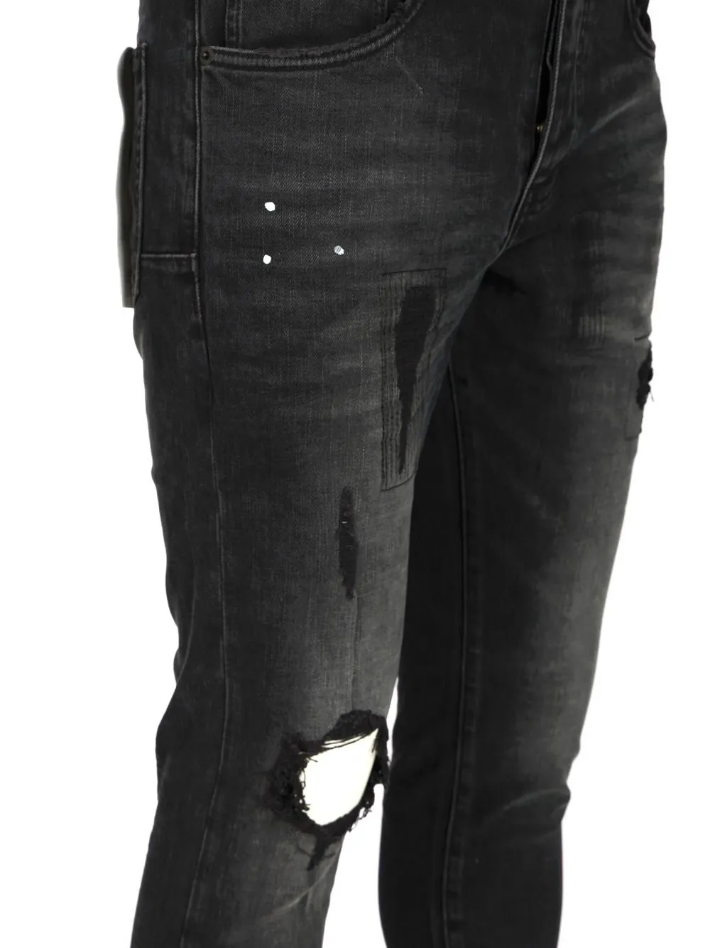 Purple Distressed Slim Fit Jeans