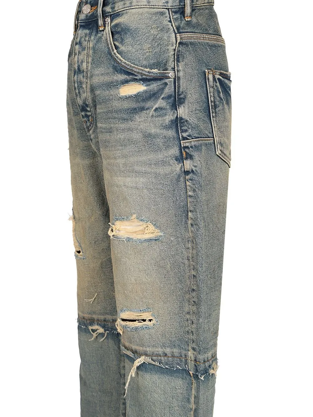 Purple Distressed Wide Leg Jeans