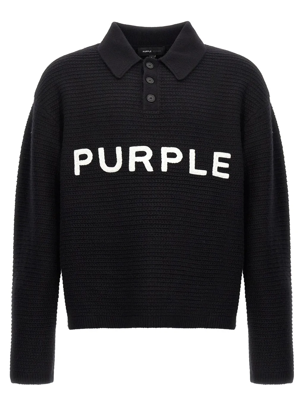 Purple Logo Embroidery Knit Sweater