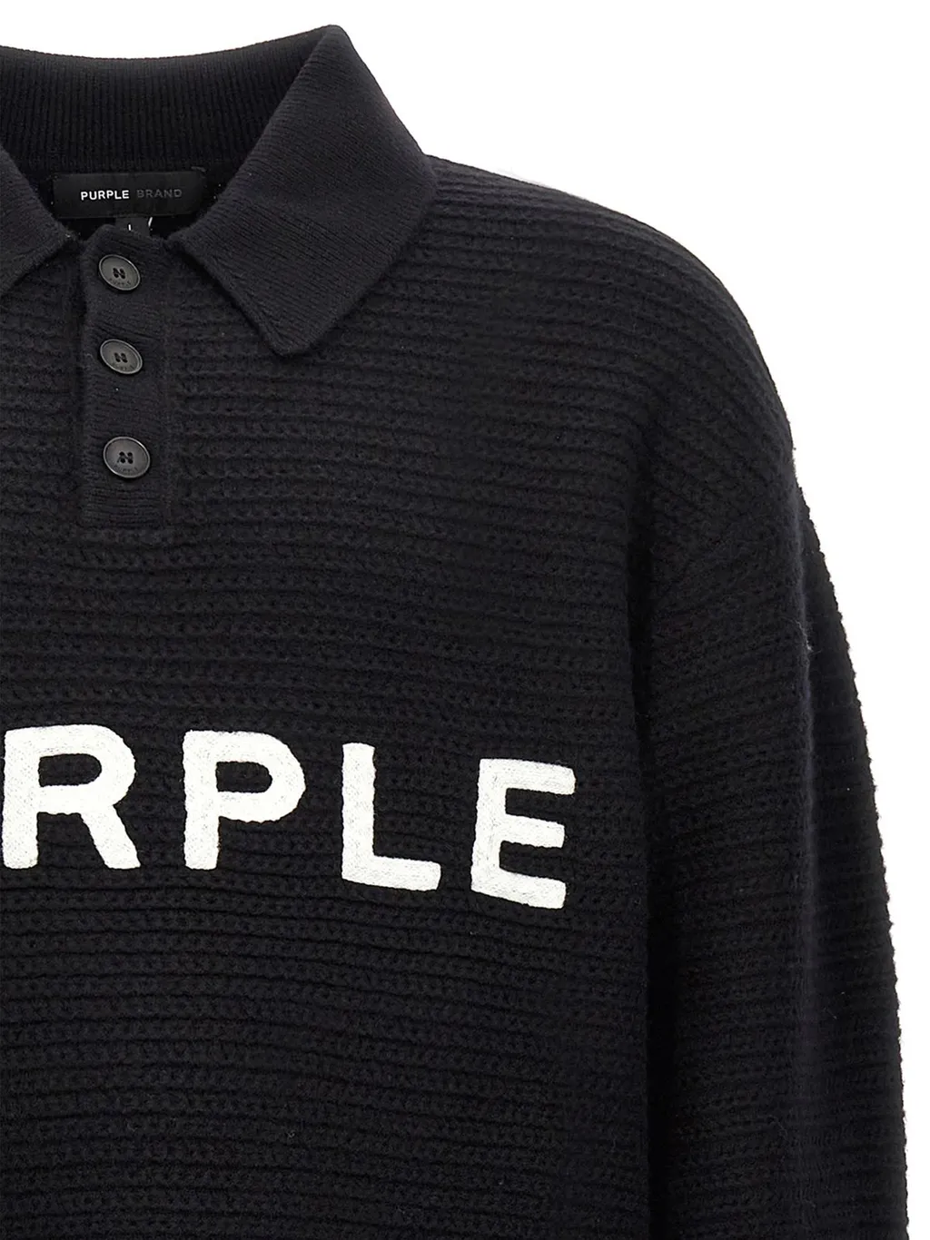 Purple Logo Embroidery Knit Sweater