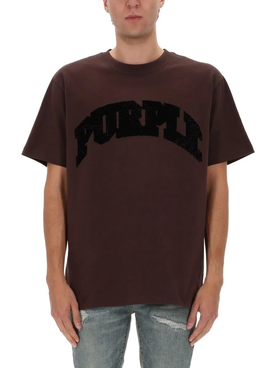 Purple Brand Logo Embellished T-Shirt