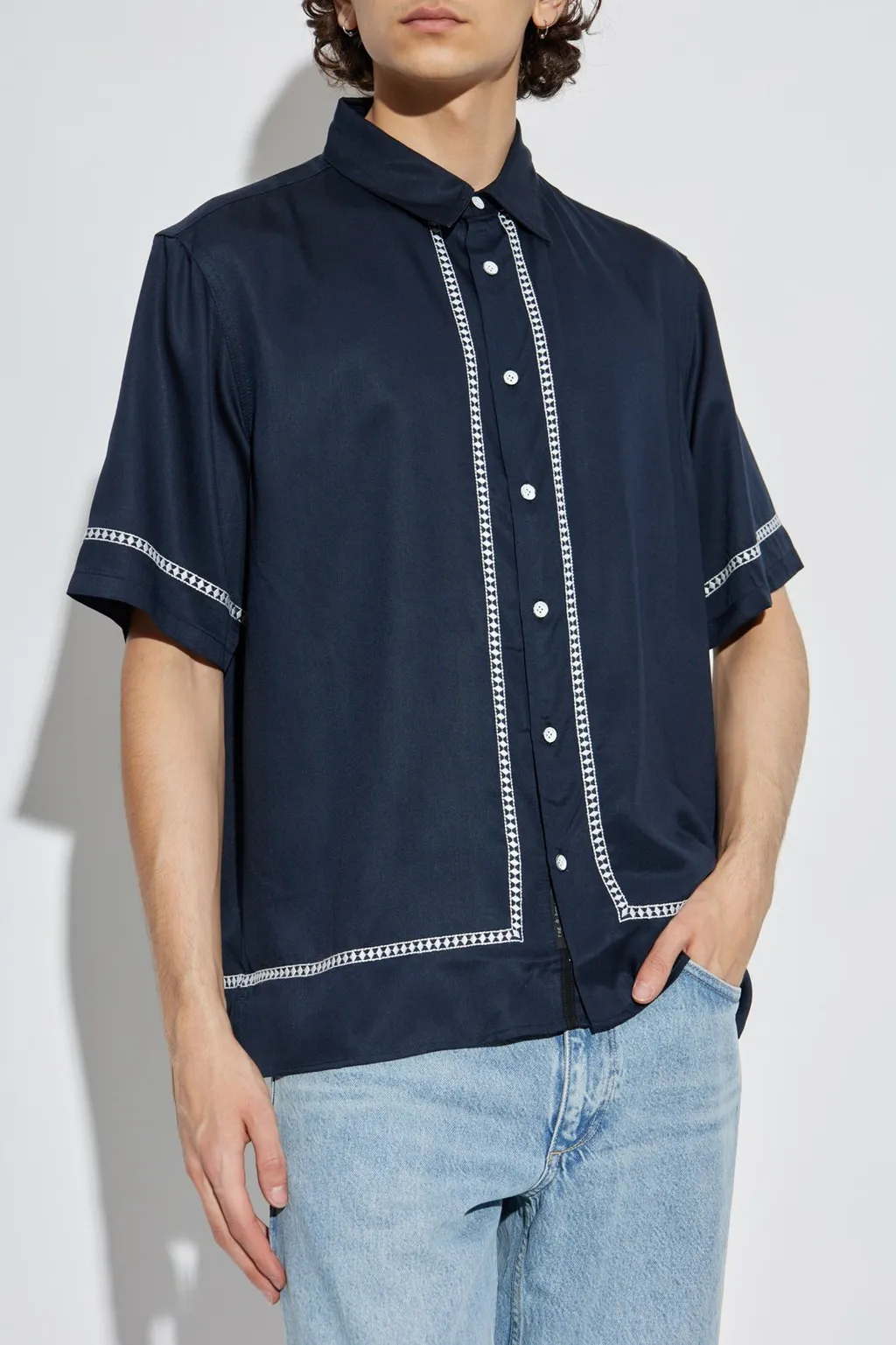 Rag & Bone Embroidered Pattern Short-Sleeved Shirt