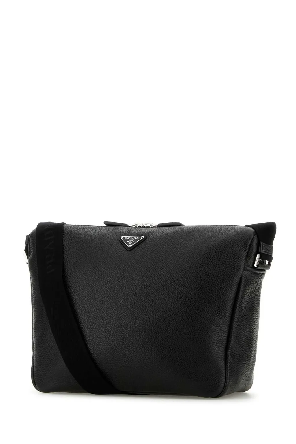Prada Logo Plaque Zipped Shoulder Bag