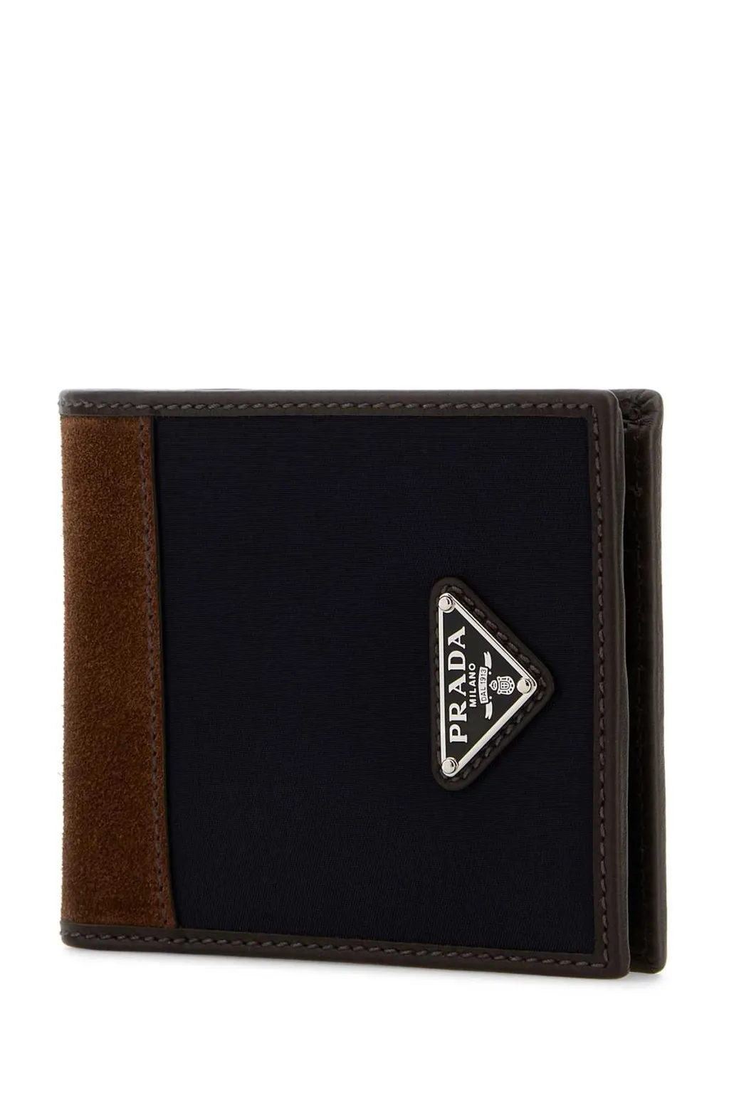 Prada Logo Plaque Two-Tone Bi-Fold Wallet