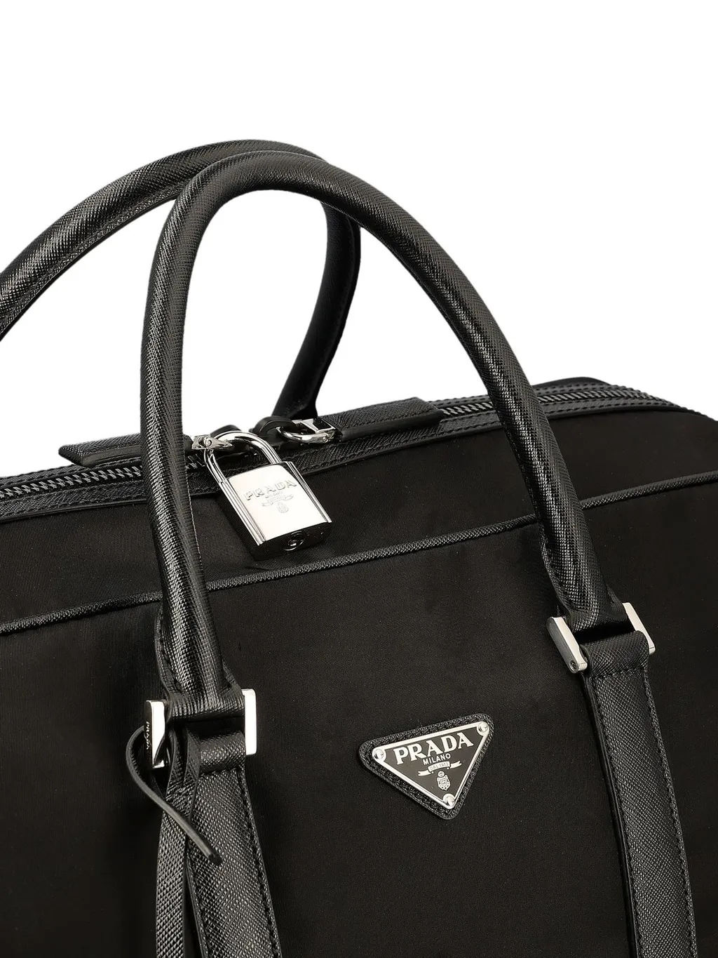 Prada Logo Patch Zip-Up Tote Bag