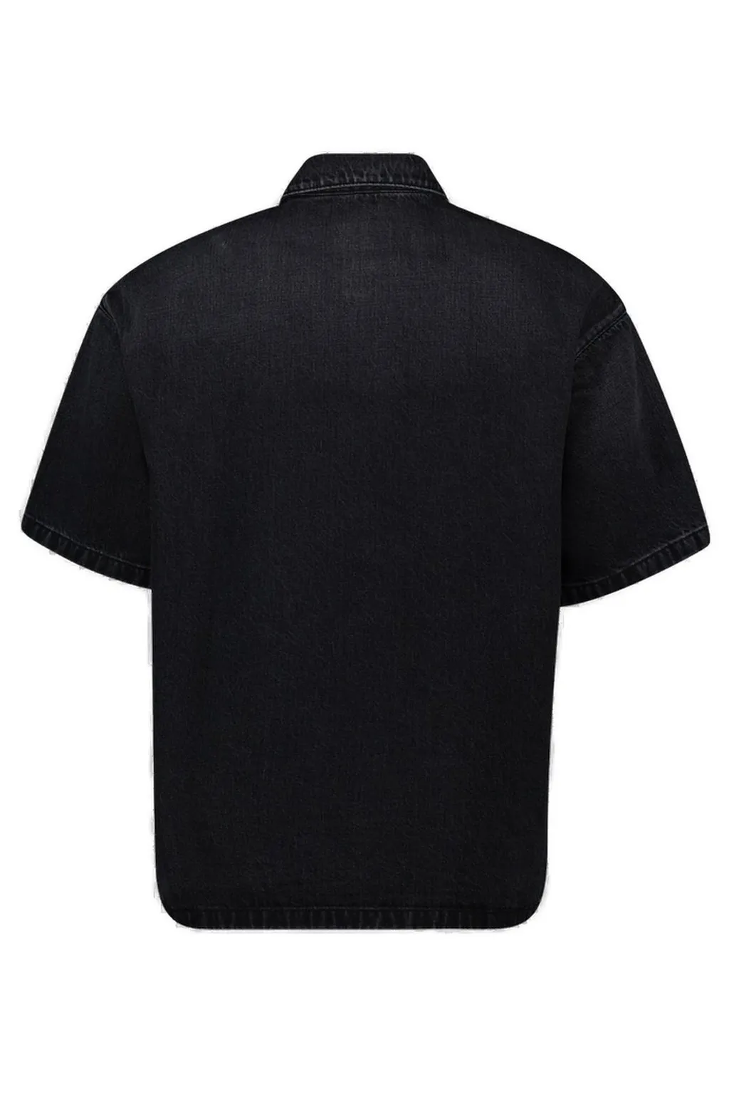 Prada Logo Plaque Short Sleeved Denim Shirt