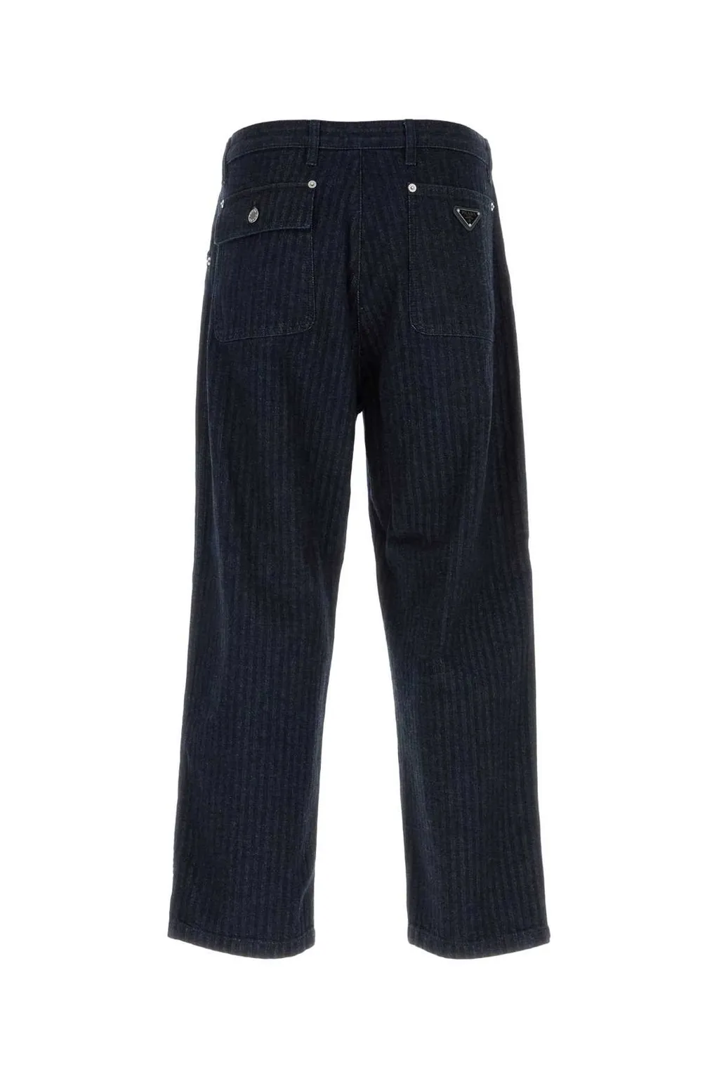 Prada Enamel-Triangle Logo Tapered Leg Trousers