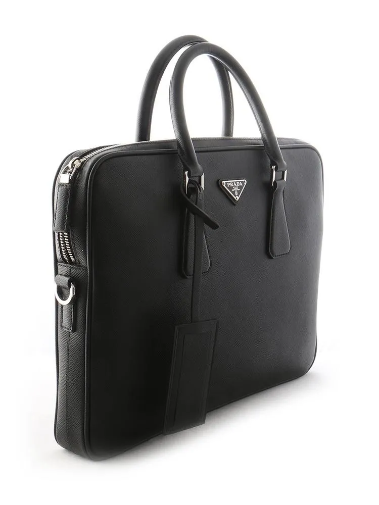 Prada Logo Plaque Laptop Bag