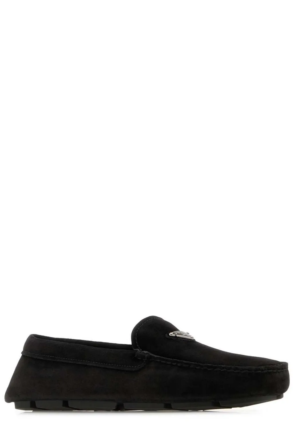 Prada Logo Plaque Slip-On Loafers