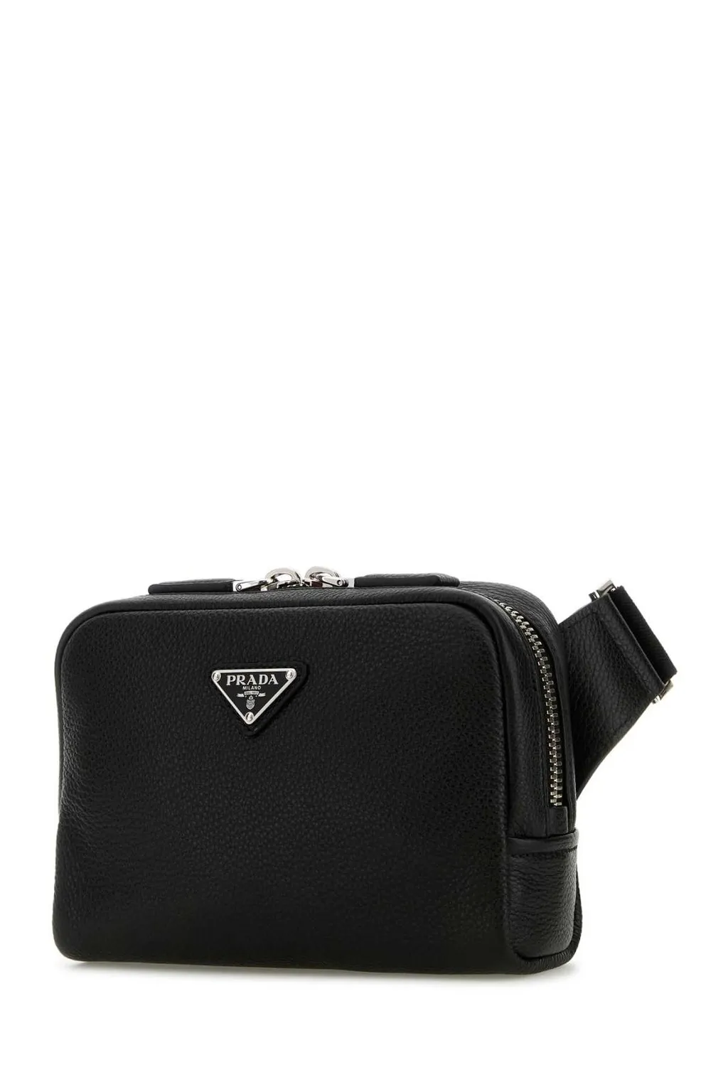 Prada Logo Plaque Zipped Messenger Bag