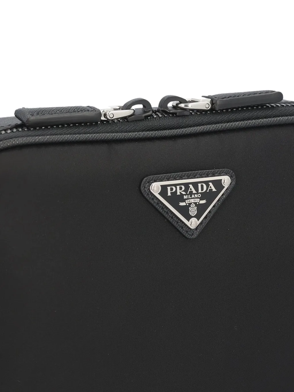 Prada Logo Plaque Brique Zipped Messenger Bag