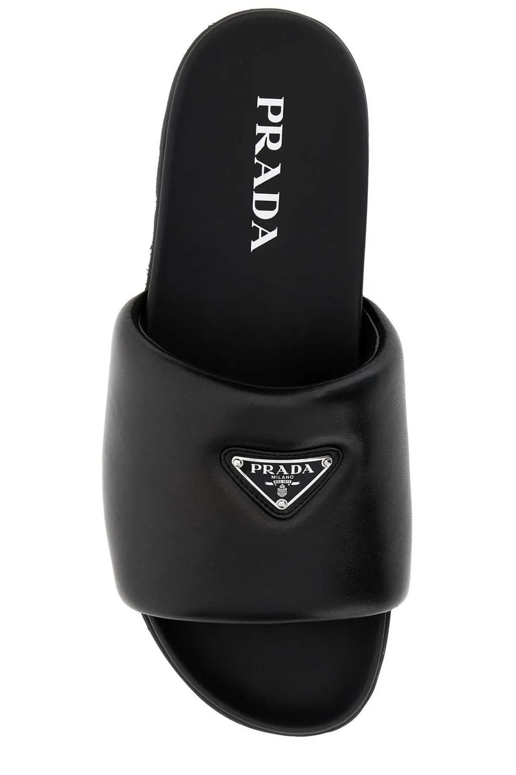 Prada Triangle Logo Plaque Slides