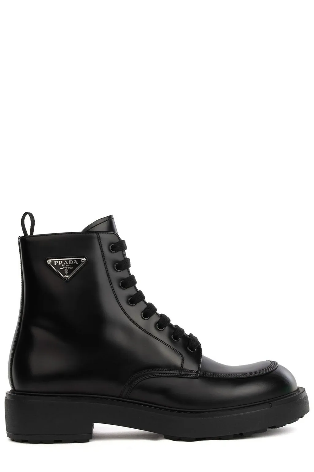 Prada Logo Plaque Laced Boots