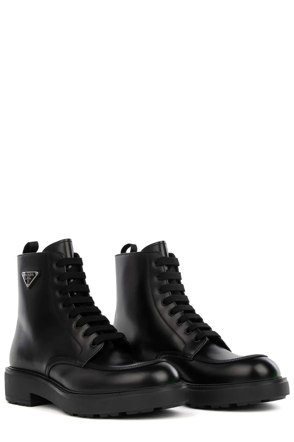 Prada Logo Plaque Laced Boots