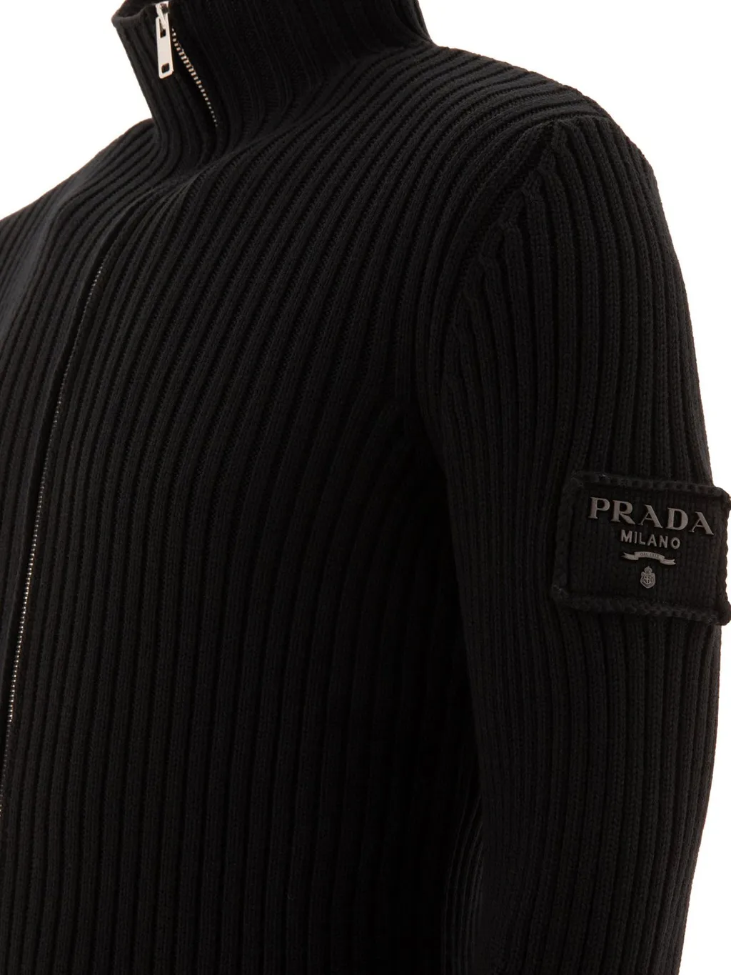 Prada Mock-Neck Zip-Up Cardigan