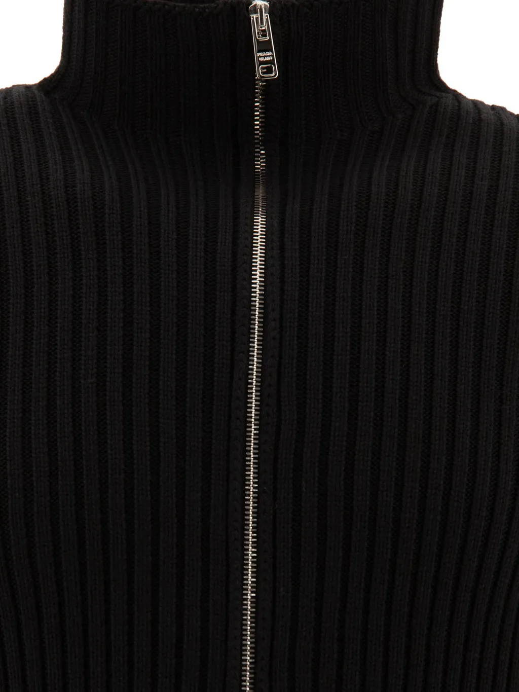Prada Mock-Neck Zip-Up Cardigan
