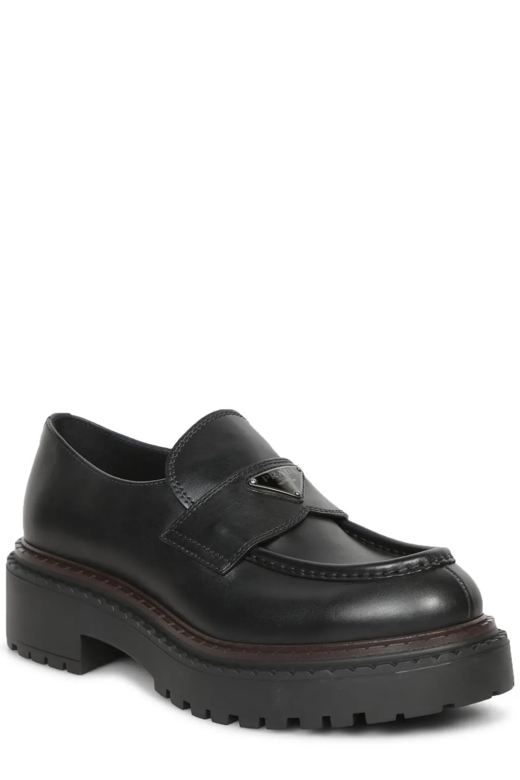Prada Logo Plaque Slip-On Loafers