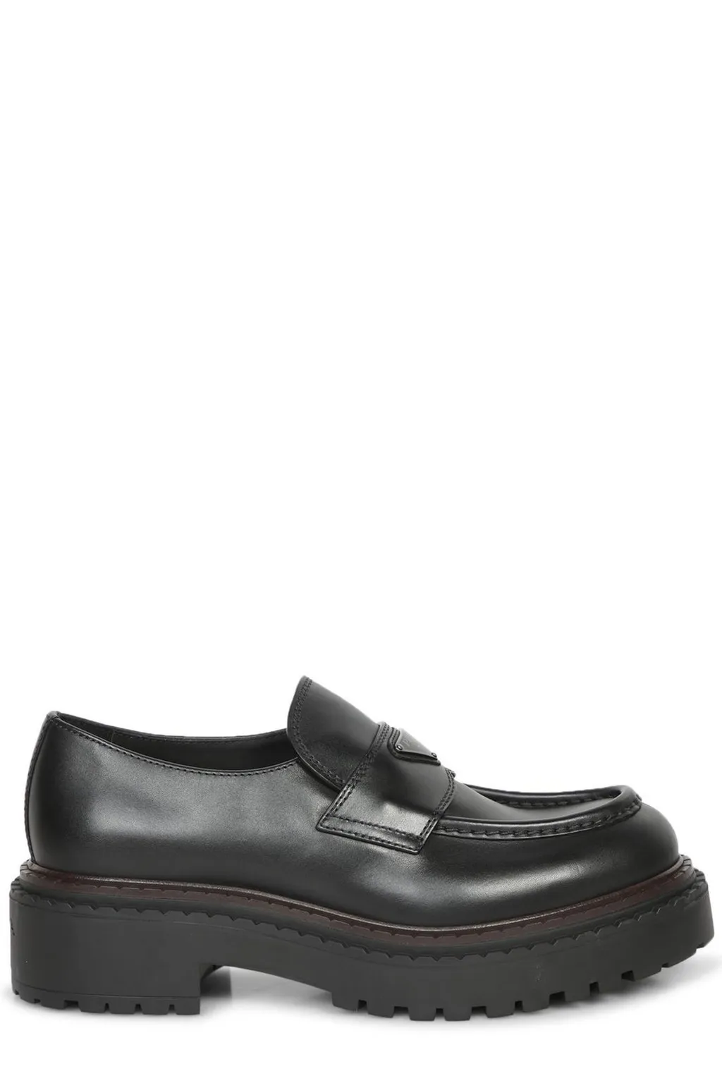 Prada Logo Plaque Slip-On Loafers